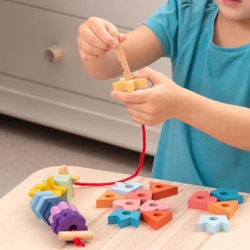 TickiT Rainbow Wooden Lacing Shapes