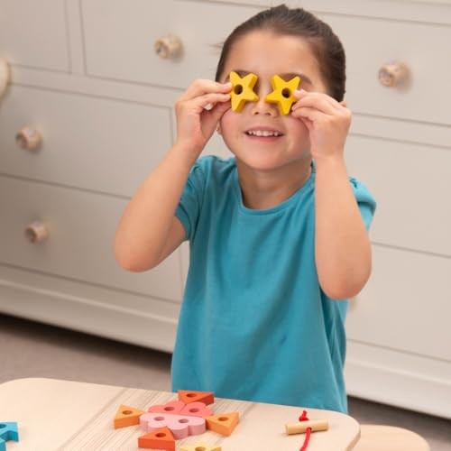 TickiT Rainbow Wooden Lacing Shapes