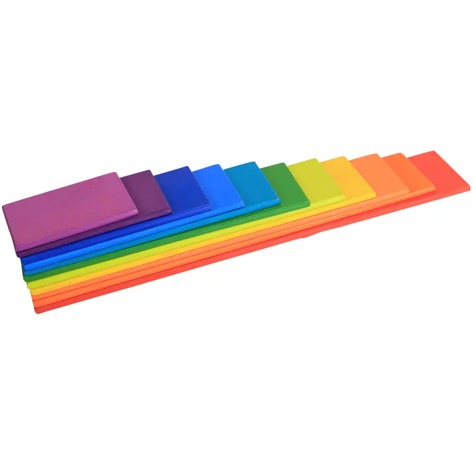 Planches de construction en bois couleurs vives – 11 pièces